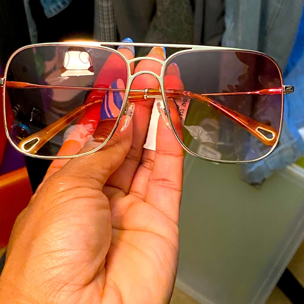 CHLOE PINK SQUARE AVIATORS - Picture 1 of 9